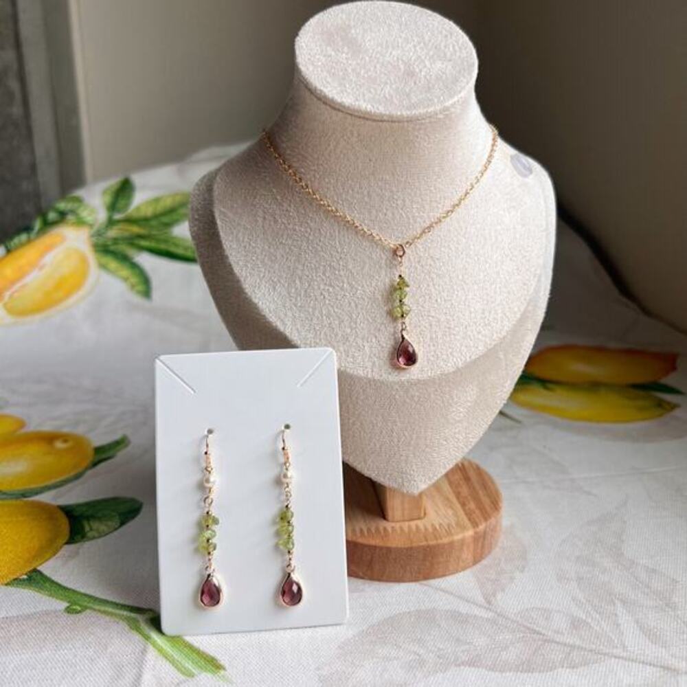 Novelty Jewelry Set Peridot Garnet Pearl, Boho Bohemian Casual Minimalist Set